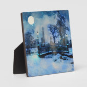 Malerei der Winternacht im Stadtpark Fotoplatte (Vorderseite)