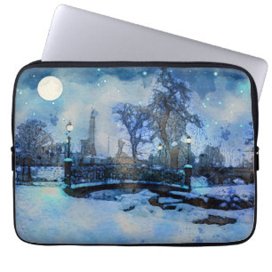 Malerei der Winternacht im Stadtpark Laptopschutzhülle
