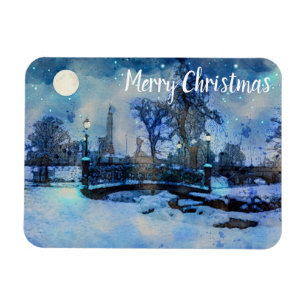 Malerei der Winternacht im Stadtpark Magnet