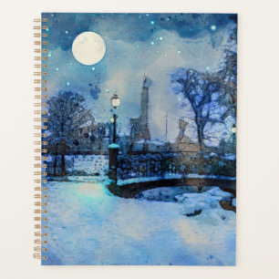 Malerei der Winternacht im Stadtpark Planer