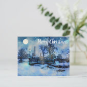 Malerei der Winternacht im Stadtpark Postkarte (Stehend Vorderseite)