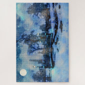 Malerei der Winternacht im Stadtpark Puzzle (Vertikal)