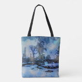 Malerei der Winternacht im Stadtpark Tasche (Rückseite)