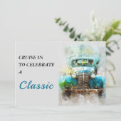 Malerei des alten Lkw Geburtstags Einladung (Stehend Vorderseite)