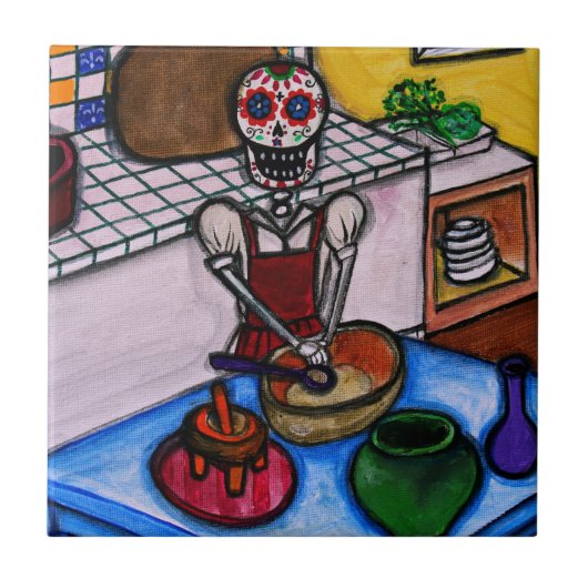 MALEREI DES CALAVERA LA-COCINERA LA-JEFA FLIESE (Vorderseite)