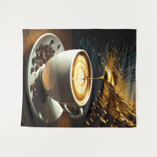 Malerei des Kaffeecups Abstrakt Wandteppich (Vorderseite (Horizontal))