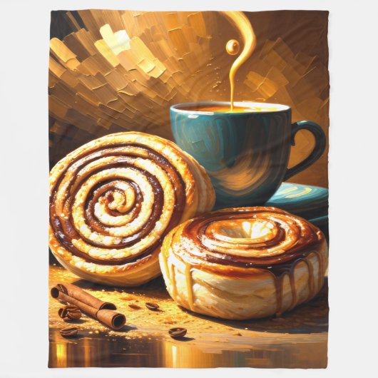 Malerei des Kaffeecups und der Zimtwalzen Abstrakt Fleecedecke (Vorderseite)