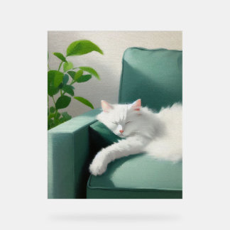 Malerei des Katzenschläfens auf einem grünen Sofa Acrylschild