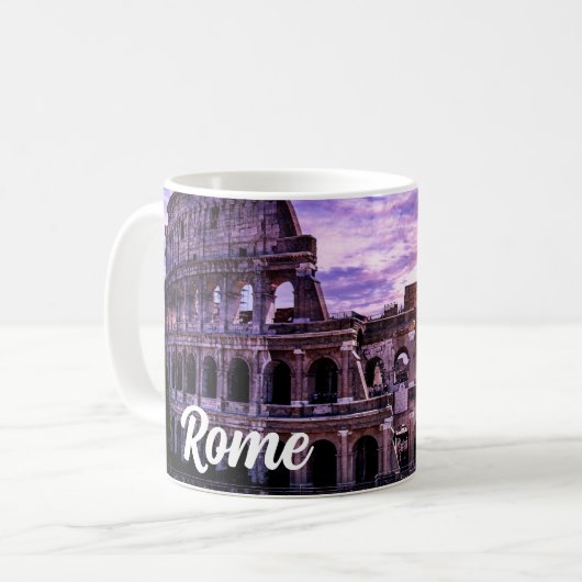 Malerei des Kolosseums in Rom bei Sonnenuntergang Kaffeetasse (Vorderseite Links)