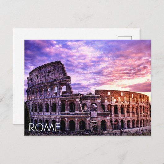 Malerei des Kolosseums in Rom bei Sonnenuntergang Postkarte (Vorne/Hinten)