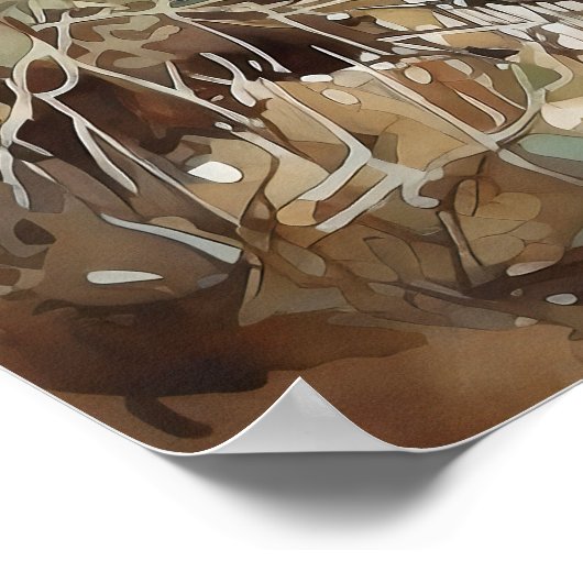 Malerei des Waldes River Watercolor Poster (Ecke)