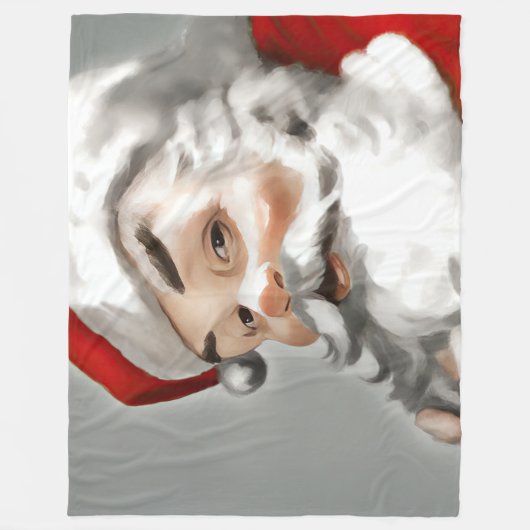 Malerei des Weihnachtsmannes auf Grau Fleecedecke (Vorderseite)