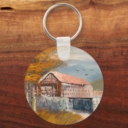 Malerei einer alten Pennsylvania-Brücke Schlüsselanhänger (Vorderseite)