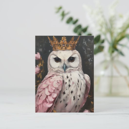 Malerei einer Eule mit Krone Postkarte (Stehend Vorderseite)