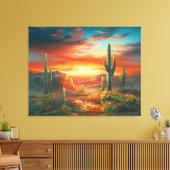 Malerei einer farbenfrohen Wüste Sonnenuntergangsm Leinwanddruck (Insitu (Wohnzimmer))