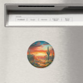 Malerei einer farbenfrohen Wüste Sonnenuntergangsm Magnet (In Situ (Geschirrspüler))