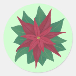 Malerei einer Poinsettia Blume Weihnachtskleber Runder Aufkleber
