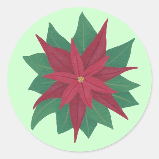 Malerei einer Poinsettia Blume Weihnachtskleber Runder Aufkleber (Vorderseite)