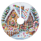 Malerei eines farbenfrohen Candy Gingerbread House Polyester Weihnachtsbaumdecke (Vorderseite)