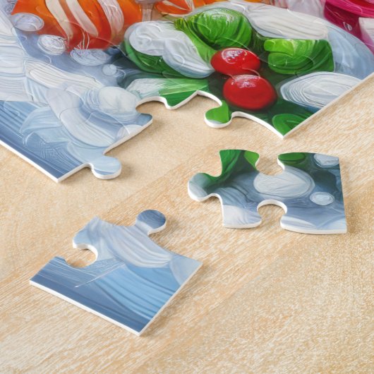 Malerei eines farbenfrohen Candy Gingerbread House Puzzle (Seite)