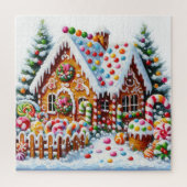 Malerei eines farbenfrohen Candy Gingerbread House Puzzle (Vertikal)