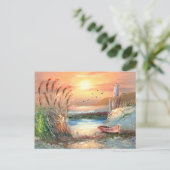 Malerei eines geflochtenen Bootes in der Nähe eine Postkarte (Stehend Vorderseite)