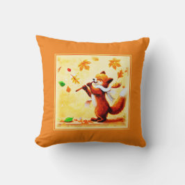 Malerei eines glücklichen singenden Rotfuchs. Jetz Kissen