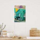 Malerei eines grünen alten Kaufhauses Poster (Küche)