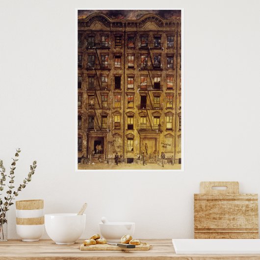 Malerei eines Harlem-Mietblocks Poster (Küche)