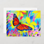 Malerei eines Schmetterlings auf Blume Postkarte (Vorne/Hinten)