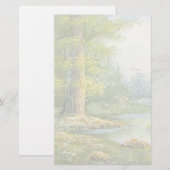 Malerei eines Waldes mit Fluss Briefpapier (Vorne/Hinten)