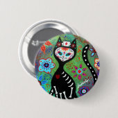 MALEREI EL GATO CAT DIA DE LOS MUERTOS NURSE BUTTON (Vorne & Hinten)