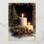 Malerei Evergreen Pinecone Weihnachtskerzen Folien Feiertagskarte (Vorderseite)