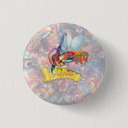 Malerei Fantasy-Blume zum Ausdruck der Natur Button (Vorderseite)