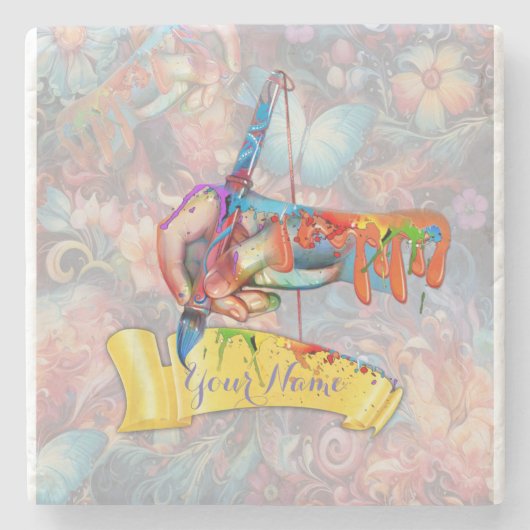 Malerei Fantasy-Blume zum Ausdruck der Natur Steinuntersetzer (Vorderseite)