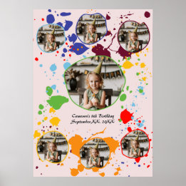 Malerei farbenfroh 9. Geburtstagsfeier FotoCollage Poster