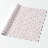Malerei Fleur de Lis in Rosa und Orange Geschenkpapier (Ungerollt)