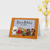 Malerei: gestopfte Tiere: Geburtstag von uns allen Karte (Gelbe Blume)