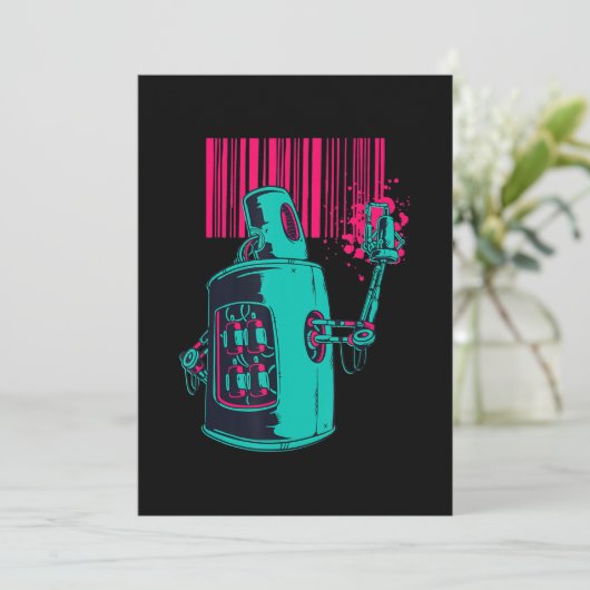 Malerei| Grafische Grafi-Bar für Robot-Spray Einladung (Stehend Vorderseite)