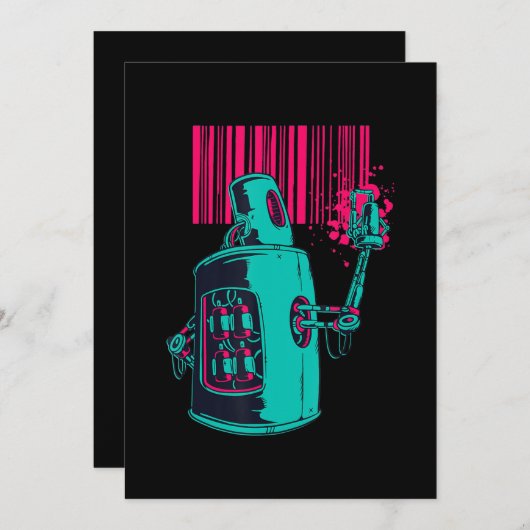 Malerei| Grafische Grafi-Bar für Robot-Spray Einladung (Vorne/Hinten)
