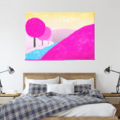 Malerei hellrosa Hügel Fluss Original Kunst Leinwanddruck (Insitu (Schlafzimmer))