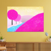 Malerei hellrosa Hügel Fluss Original Kunst Leinwanddruck (Insitu (Wohnzimmer))