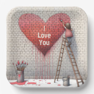Malerei Ich Liebe Dich Herz-Mural Pappteller