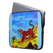 Malerei Illustration Tiger und fliegender Vogel in Laptopschutzhülle (Vorderseite Links)