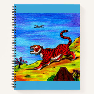 Malerei Illustration Tiger und Vogelwelt Notizblock