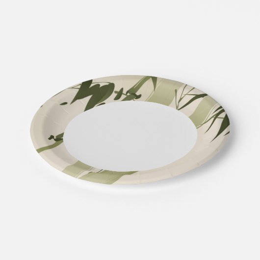 Malerei im orientalischen Stil, Bambuszweige 2 Pappteller (Schrägansicht)