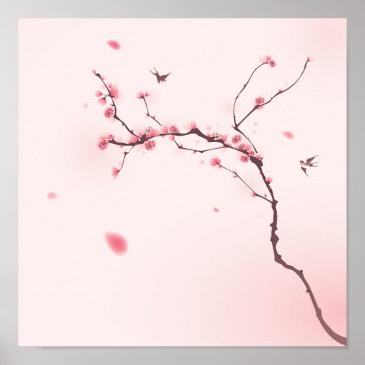 Malerei im orientalischen Stil, Kirschblüte Poster (Vorne)