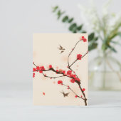 Malerei im orientalischen Stil, Pflaumenblüte im 3 Postkarte (Stehend Vorderseite)