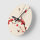Malerei im orientalischen Stil, Pflaumenblüte im 3 Runde Wanduhr (Winkel)