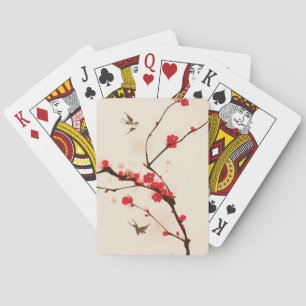 Malerei im orientalischen Stil, Pflaumenblüte im 3 Spielkarten